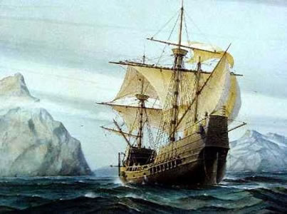 Barco cruzando estrecho de Magallanes